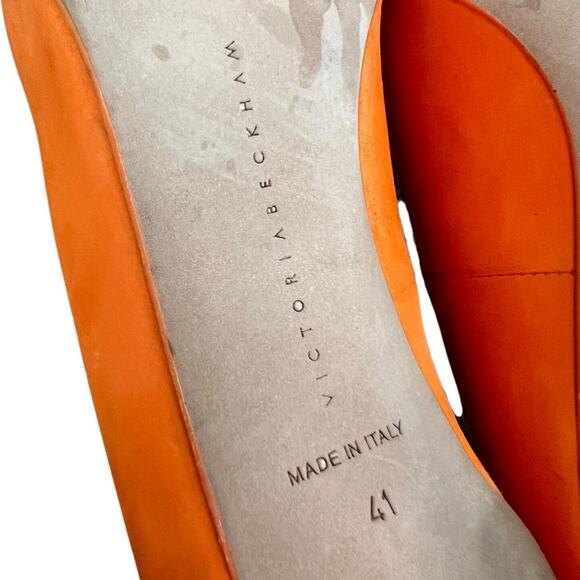 Victoria Beckham Women’s Point Toe Orange Suede Purple Interior Stiletto Heels - Picture 11 of 16